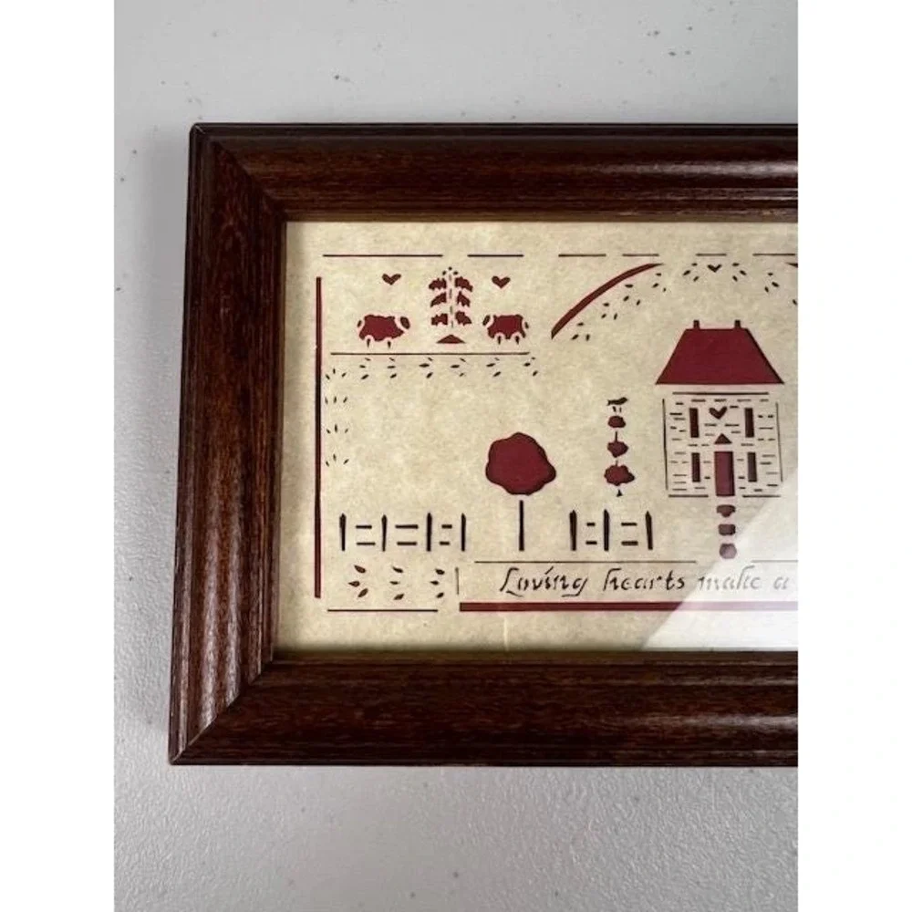 Vintage 1988 Designs with Scissors Paper Cut Folk Art Framed Home‎ Signed Art